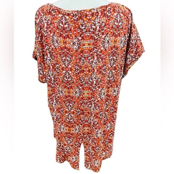 Lucky Brand patterned scoop neck short sleeve relaxed fit top, size S. - Picture 3 of 7